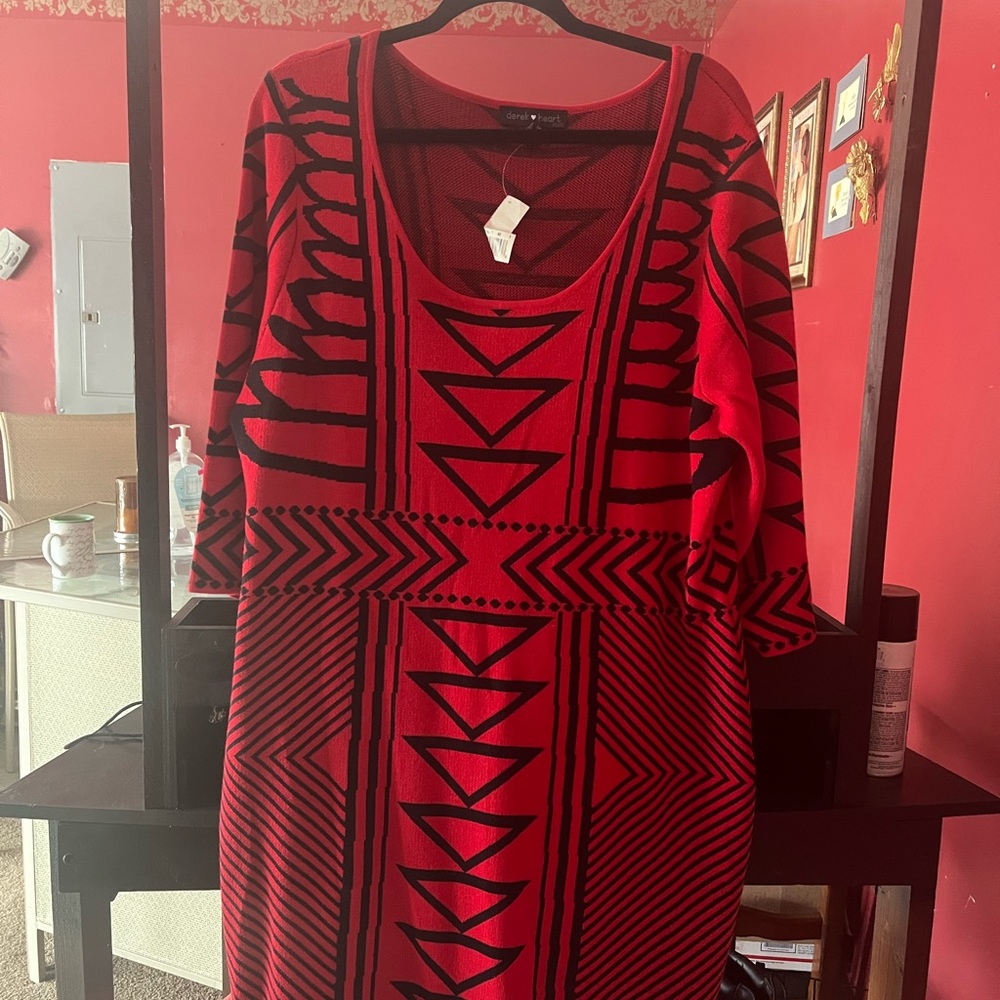 Derick and Heart Red/Black Sweater Dress.